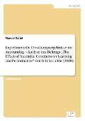 Experimentelle Forschungsergebnisse im Accounting - Analyse des Beitrags The Effect of Incentive Contracts on Learning and Performance von G.B. Spri