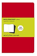 Moleskine Cahier Journal (Set of 3), Large, Plain, Cranberry Red, Soft Cover (5 X 8.25)