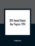 30Th Annual Honors Day Program 1954