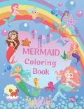 Mermaid Coloring Book: 50 Beautiful Single Side Mermaid Coloring Pages For Kids Girls / Large Print - Perfect Coloring Book Gift