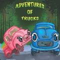 Adventures of Trucks: Kids book about pink and blue trucks and their new animal's friends - Preschool book - Kids book - Ages 2-8