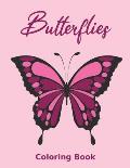 Butterflies Coloring Book: Large print adult coloring book