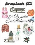 Scrapbook Kit - 78 Winter Embellishments: Ephera Elements for Decoupage, Notebooks, Journaling or Scrapbooks. Watercolor Winter Elements