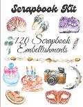 Scrapbook Kit - 120 Scrapbook Embellishments: Ephera Elements for Decoupage, Notebooks, Journaling or Scrapbooks. Watercolor Elements