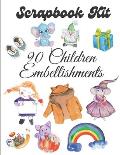 Scrapbook kit - 90 Children Embellishments: Ephera Elements for Decoupage, Notebooks, Journaling or Scrapbooks. Watercolor XXXX Elements