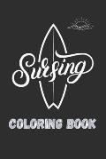 Surfing coloring book: retro surf vintage van life, surfing board, ocean waves, surfing lifestyle coloring book for all ages