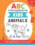 ABC Coloring Book for Kids: Cute A-Z Animals Alphabet Activities with 123 Numbers, Counting, Letter Tracing and Shapes for Toddlers & Preschoolers