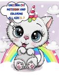 Unicorn: CAT NOTEBOOK AND COLORING ALL KIDS 3-7: 160 Pages Unicorn Cat Activity Book for Kids Ages 3-7, Notebook, Coloring Book