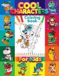 Cool Characters Coloring Book For Kids: Vol 2 Easy and Cute Characters Coloring Designs with Animals, Cat, Sharks, Monkeys, Crocodile, Dinosaurs, and