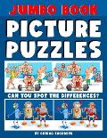 Jumbo Book of Picture Puzzles: Picture Puzzle Spot the Differences Book for Kids & Adults, 50 Beautiful Cartoon Puzzles of Artworks with Solution - F
