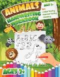 Animals Handwriting Workbook: 3x1 Letter and Number Tracing and Coloring: Ages 3-5