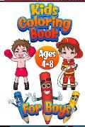 Kids Coloring Ages 4-8 Book For Boys: : +50 Unique and Premium Coloring Pages, Great Gift for Boys.