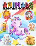 Animals Coloring Books for Kids Ages 4-8: Kids' favorites animals; penguin giraffe deer unicorn cat coloring books for kids