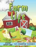 Farm Life Sticker Activity Book - 40 Colorful Scenes: Scene Maker Pages - Stickers Not Included