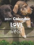 2021 Calendar: Love Is A Four Legged Word: 12 Month Wall Calendar, 11 x 17 Planner