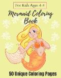 Mermaid Coloring Book For Kids Ages 4-8 - 50 Unique Coloring Pages: A Mermaid Coloring Book, The Perfect Gift for Toddler Boys and Girls - Pink Cover