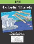Colorful Travels - Famous Landmarks from Around the World: Adult Coloring and activity word search puzzle book.