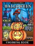 Halloween Coloring Book: Easy to Color Spooky Halloween book with decorative elements for kids ages 4-8