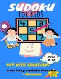 Sudoku for Kids: 9x9 with Solutions: Enjoy Brain Games and introduce your Kids to Sudoku Puzzles +BONUS Mazes