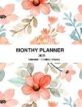 2021 monthly Planner - Pretty Simple Planners - Navy Floral monthly Planner - Academic Planner 2021 Weekly & Monthly Planner. Size 8.5 x 11