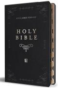 KJV Holy Bible, Giant Print Thinline Large Format, Black Premium Imitation Leath Er with Ribbon Marker, Red Letter, and Thumb Index